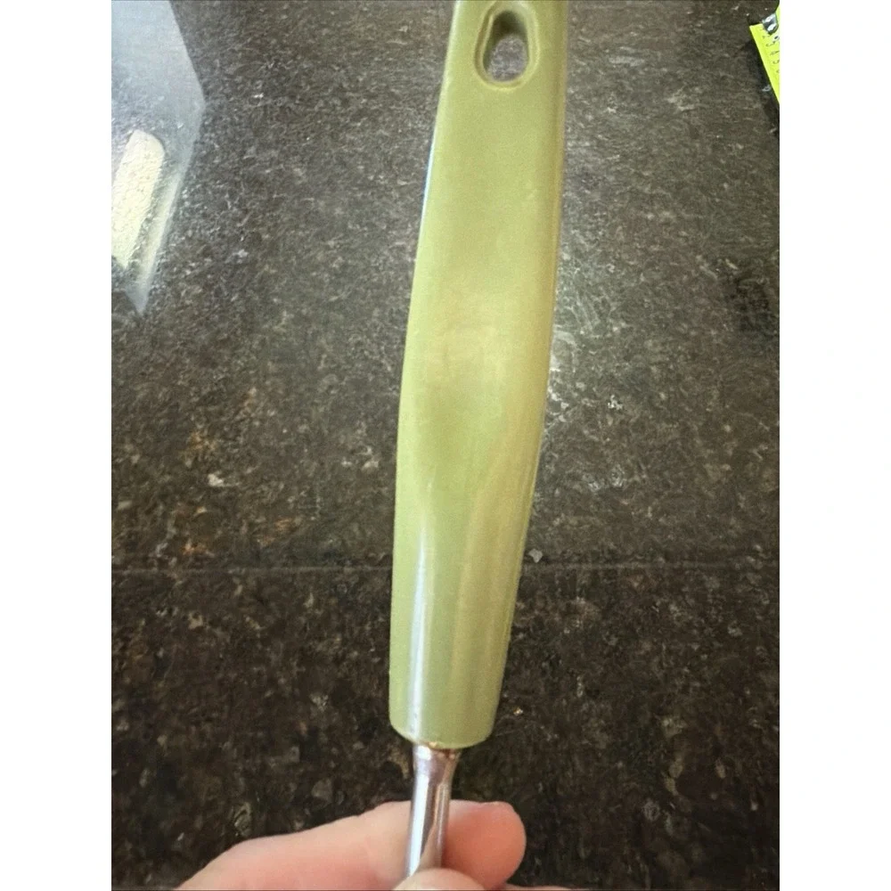 Vintage Foley 6-Tine Pastry Fork Stainless w/avocado Green Handle 11